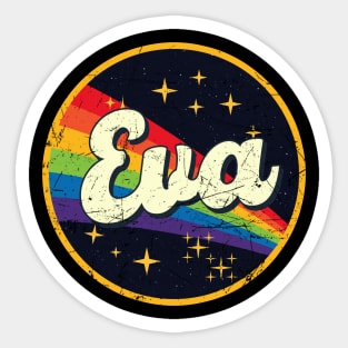 Eva // Rainbow In Space Vintage Grunge-Style Sticker